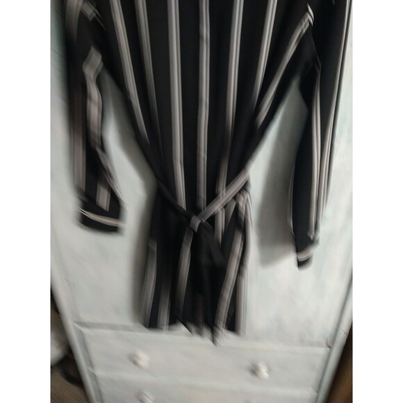 Lauren Ralph Lauren Striped Long Sleeve Collared Button Up Dress 10 Black... - Picture 2 of 9